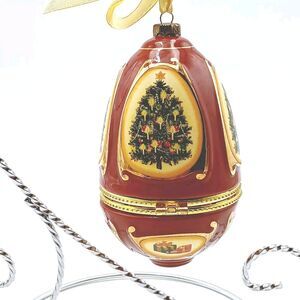 Vtg Mr Christmas Ornament Music Egg Trinket Box Shaped By Valery Parr